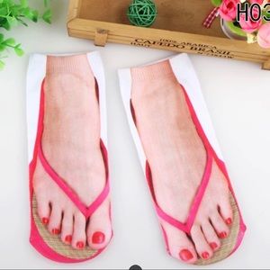 New Socks flip flops pedicure red